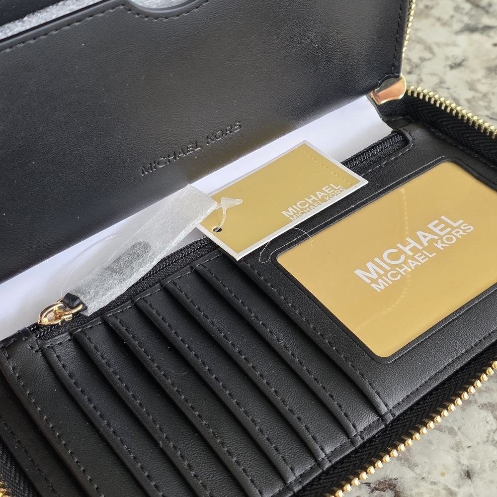 Michael Kors Large Logo Black Wallet Wristlet - Picture 3 of 5